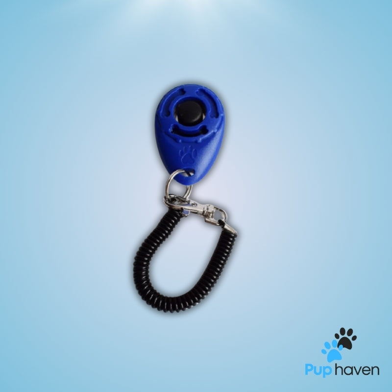 Blue Adjustable Dog Training Clicker with ergonomic design for effective pet training.