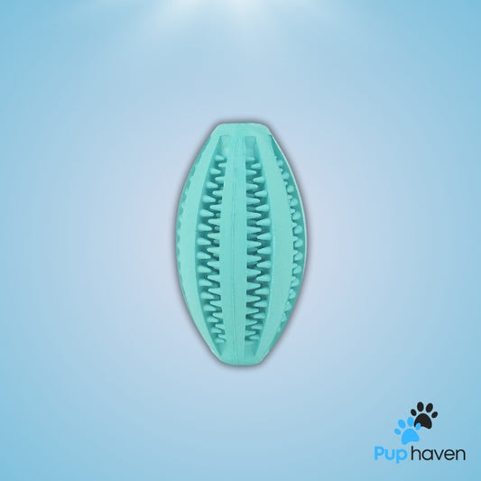 Light Blue Natural rubber chew toy designed to soothe teething dogs while keeping them entertained.